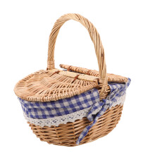Picnic Basket Con Manico Pieghevole In Salice Intrecciato