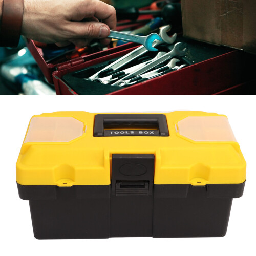 Plastic 2-Layer Tool Box 14in Portable Storage Organizer with Lock