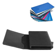 Portefeuille pour hommes en cuir PU avec motif en fibre de carbone, noir, taille unique