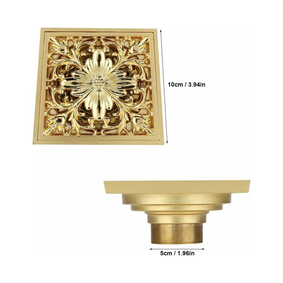 Square Floor Drain, Solid Brass Drain Base For Bathroom, Odorproof Drainage System With Quick Flowing Rate, Easy To Clean, Seamless Floor Integration 9169997118356