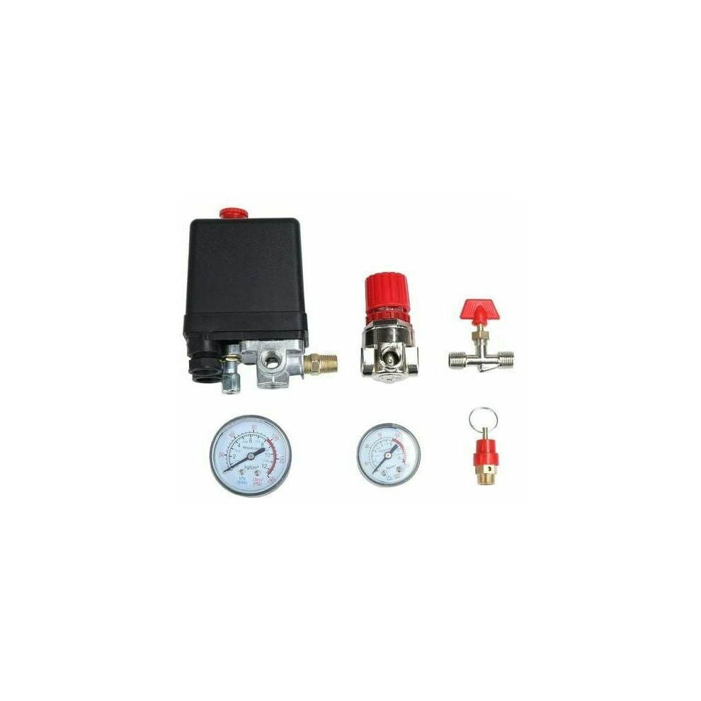 Air Compressor Pressure Switch Control Valve, Pressure Regulator With Gauges Fittings Set For 90-120Psi Systems, Heavy Duty Piston Structure With 9169997118714