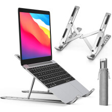 Ergonomisch ontworpen standaard, draagbare en lichtgewicht laptopstandaard van aluminiumlegering met een verfijnde afwerking en een compact en