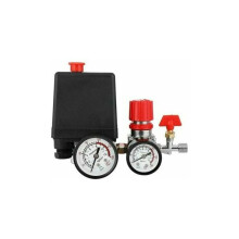 Zware drukschakelaar voor luchtcompressoren, duurzame en corrosiebestendige regelklep met zeer nauwkeurige drukmeter voor gebruik bij 90-120 PSI.