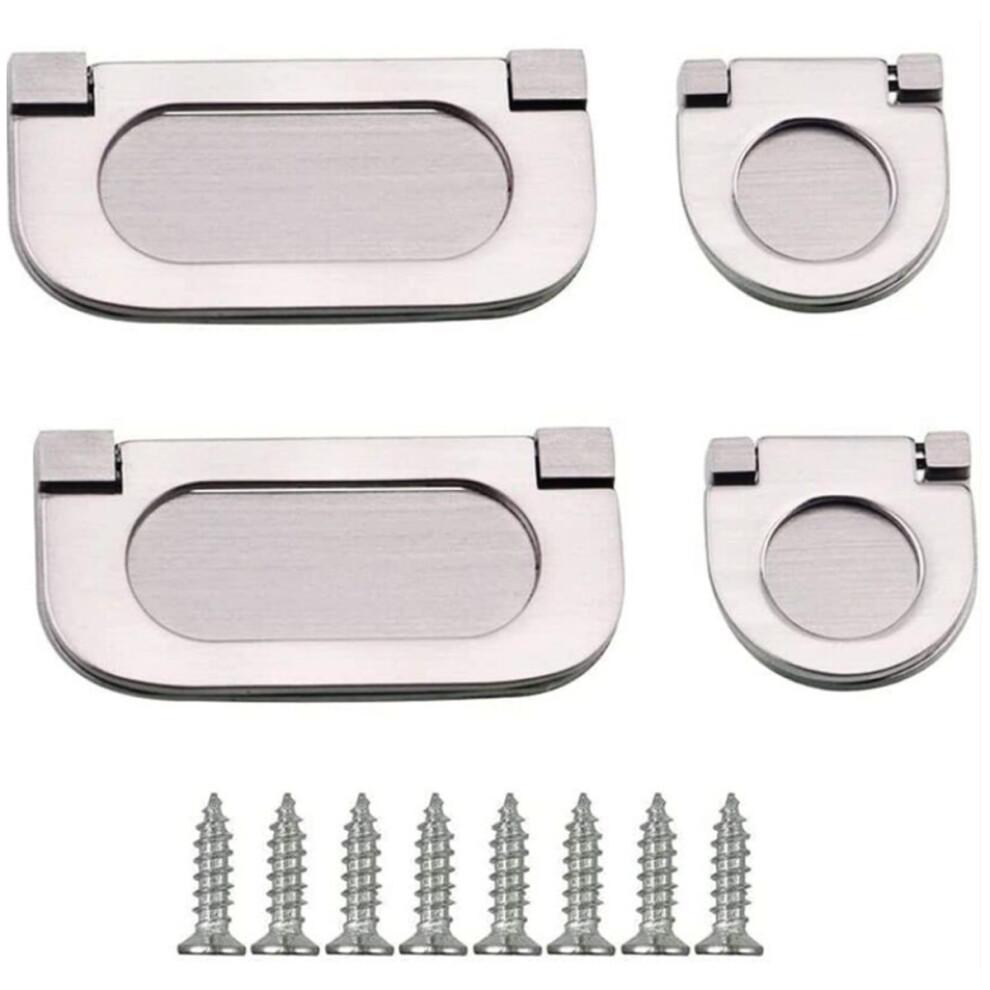 High-Quality Material Flush Mount Pull Handles, Elegant Embedded Design In Rustproof Zinc Alloy For Practicality And Aesthetics, 4 Silver Pieces 9405630560480
