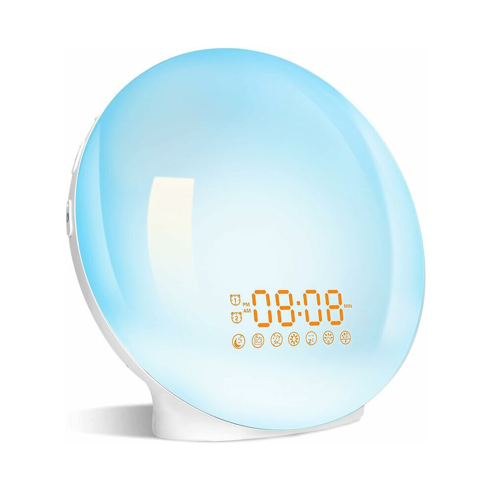 Sunrise Alarm Clock for Gentle Awakening, Sunset Simulation for Relaxing Sleep, Dual Alarms with Snooze Function, Natural Sounds, FM Radio,