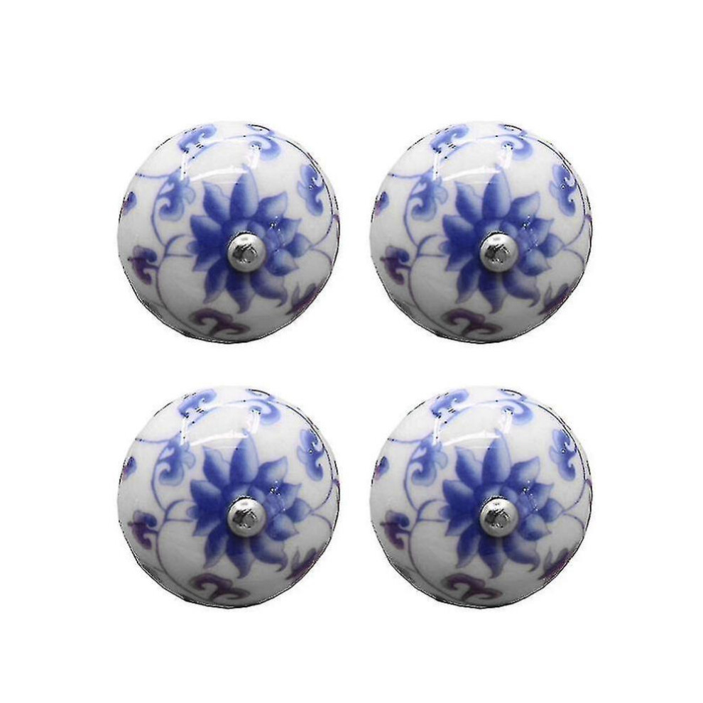 Craftsmanship Meets Style, Vintage Elegant Designs For Kitchen Cabinet Accessories, Easy Install Drawer Knobs, 4-Piece Blue White Set 9405630554878