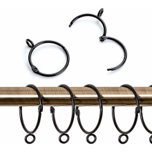 Metallgardinringer for dusj- eller vindusstenger, bredt bruksområde for opphengsringer, enkel å installere og fjerne, åpen og lukket design