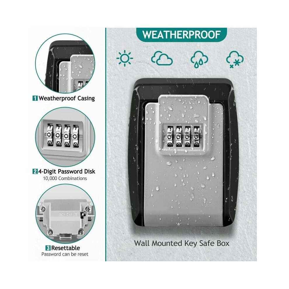 Secure Key Lock Box, Resettable Combination For High-Security Storage, Robust Metal Construction Ensures Durability And Protection, Suitable For 9169997088925
