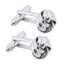 Manschettenknöpfe mit rundem Knoten,-Silber