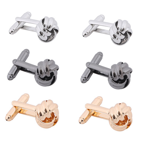 Manschettenknöpfe mit rundem Knoten,-Silber 1