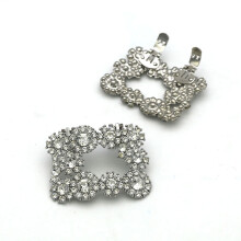 Vierkante schoenclip Strass decoratieve-Witte B dubbele gesp