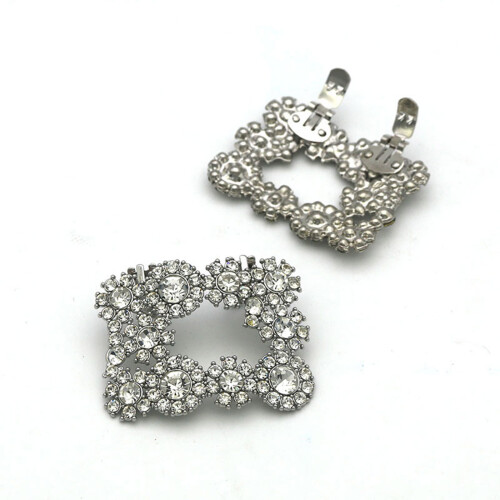 Strass-Schuhclip,-Weiße B-Doppelschnalle