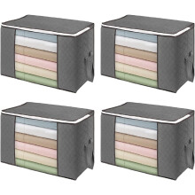 Clothing Storage Bags with Clear Window, Closet Organizers Featuring Foldable Storage Bags & Reinforced Handles, Breathable Fabric Underbed Storage