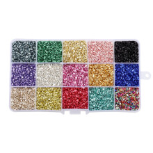Pierres de verre concassées 3D, breloques, petites-15 couleurs