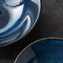 Artisanal Ceramics, Elegant Blue 7.9-Inch Porcelain Dinnerware Set, Perfect For Small Snacks, Appetizers, Oatmeal Or Desserts, Scratch Chip