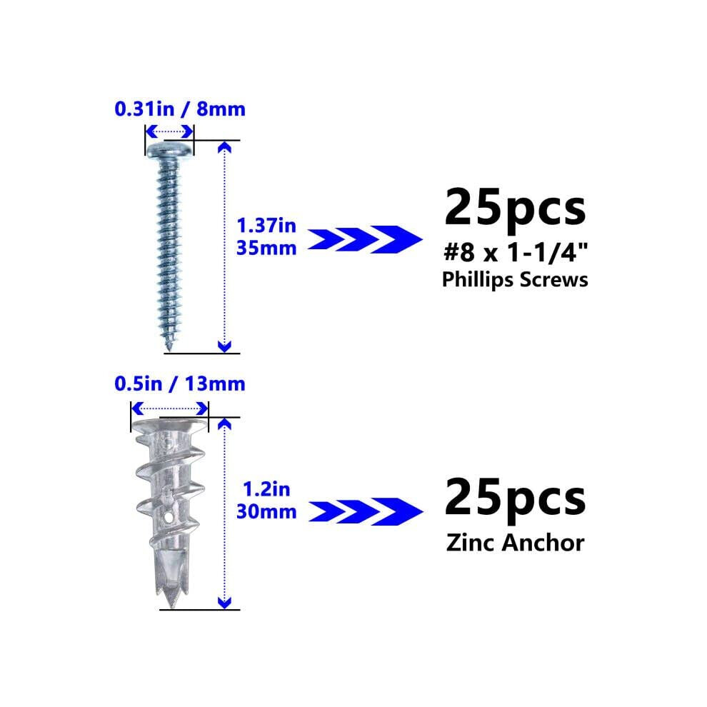 Revolutionary Anchoring System, Self Drilling Drywall Anchors With Screws, Wide Use In Hollow Walls Ensures Maximum Durability And Easy Removal, 9340959462483