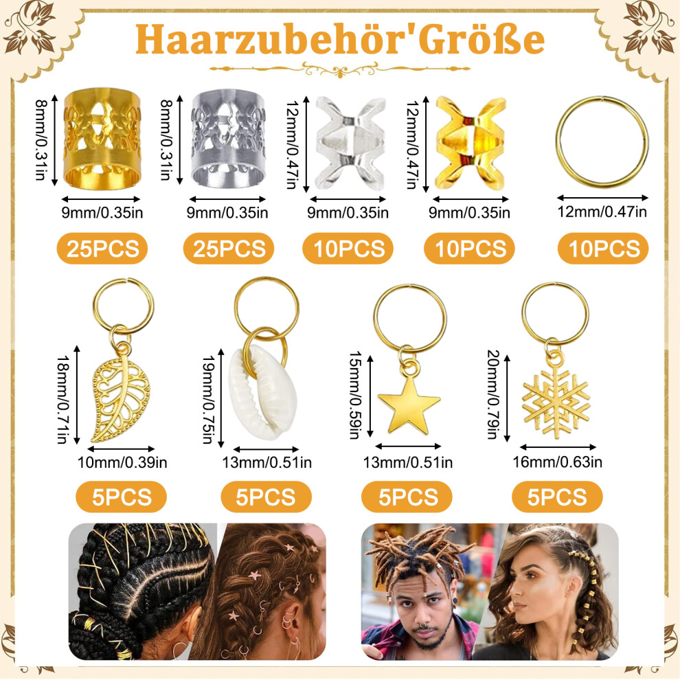Ocean Shell Inspired Hair Cuffs Decorations, Pendant Rings Set For DIY Creations, Shiny And Durable Alloy Material, Viking Dreadlock Accessories,