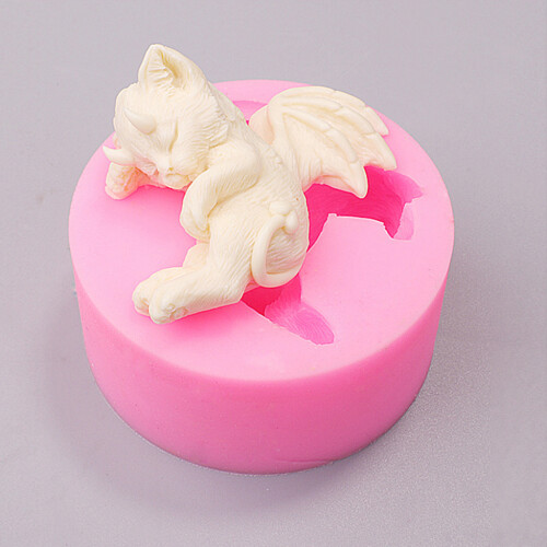 Sleep Devil for Cat Candle Epoxy Resin Mold Aromatherapy Plaster 1