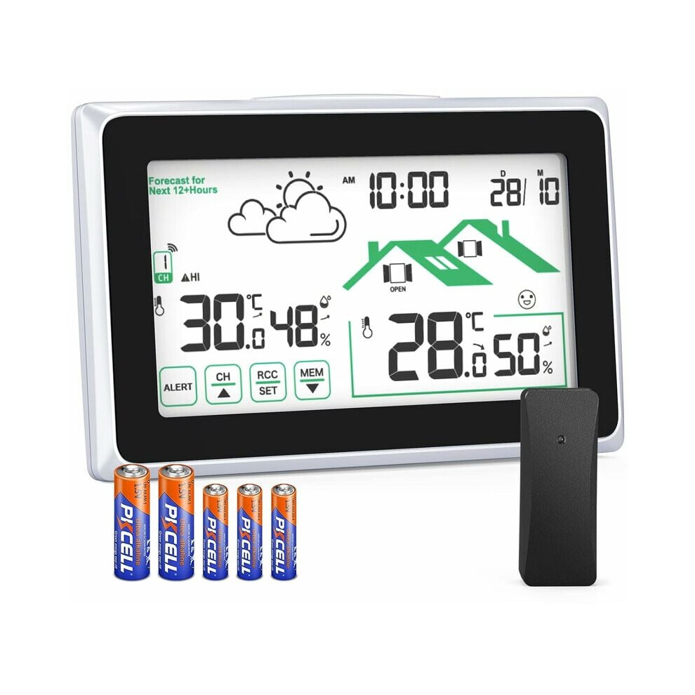 Temperature Humidity Monitor, Real-Time Weather Forecasts Touch Screen Digital Wireless Weather Station With High Precision Sensor For Indoor Outdoor 9128293049313