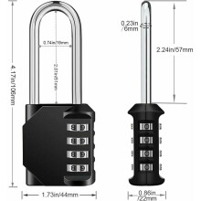 Highly Secure 4-Digit Combination Lock, Resettable Zinc Alloy Padlock for Wide Application Including Doors, Garages, Sheds, Fences, Containers, Tool