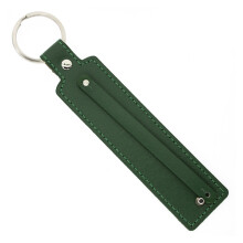 PU Leather Round Keychain Bright Colorful PU Leather-dark green