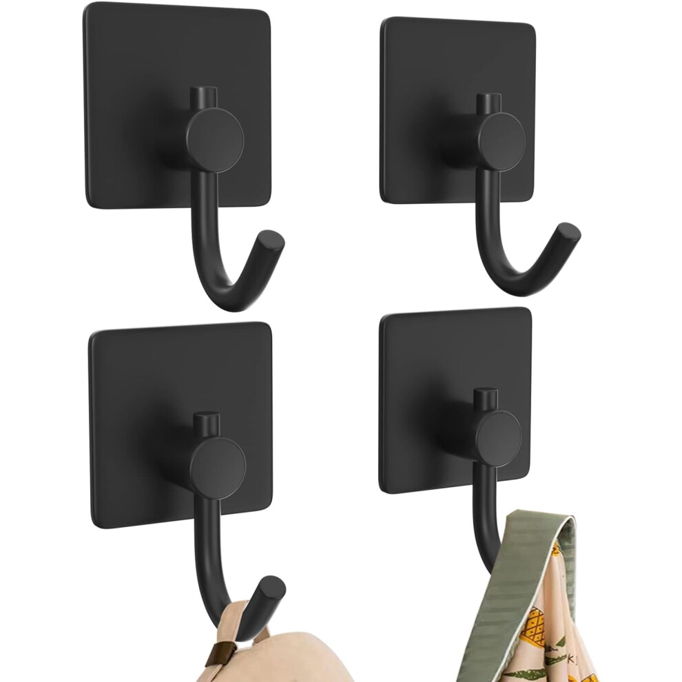Self Adhesive Hooks, Anti-Corrosion Metal Hooks For Smooth Surface, Space-Saving Wall Mountable Hooks (Black) 9405630204599