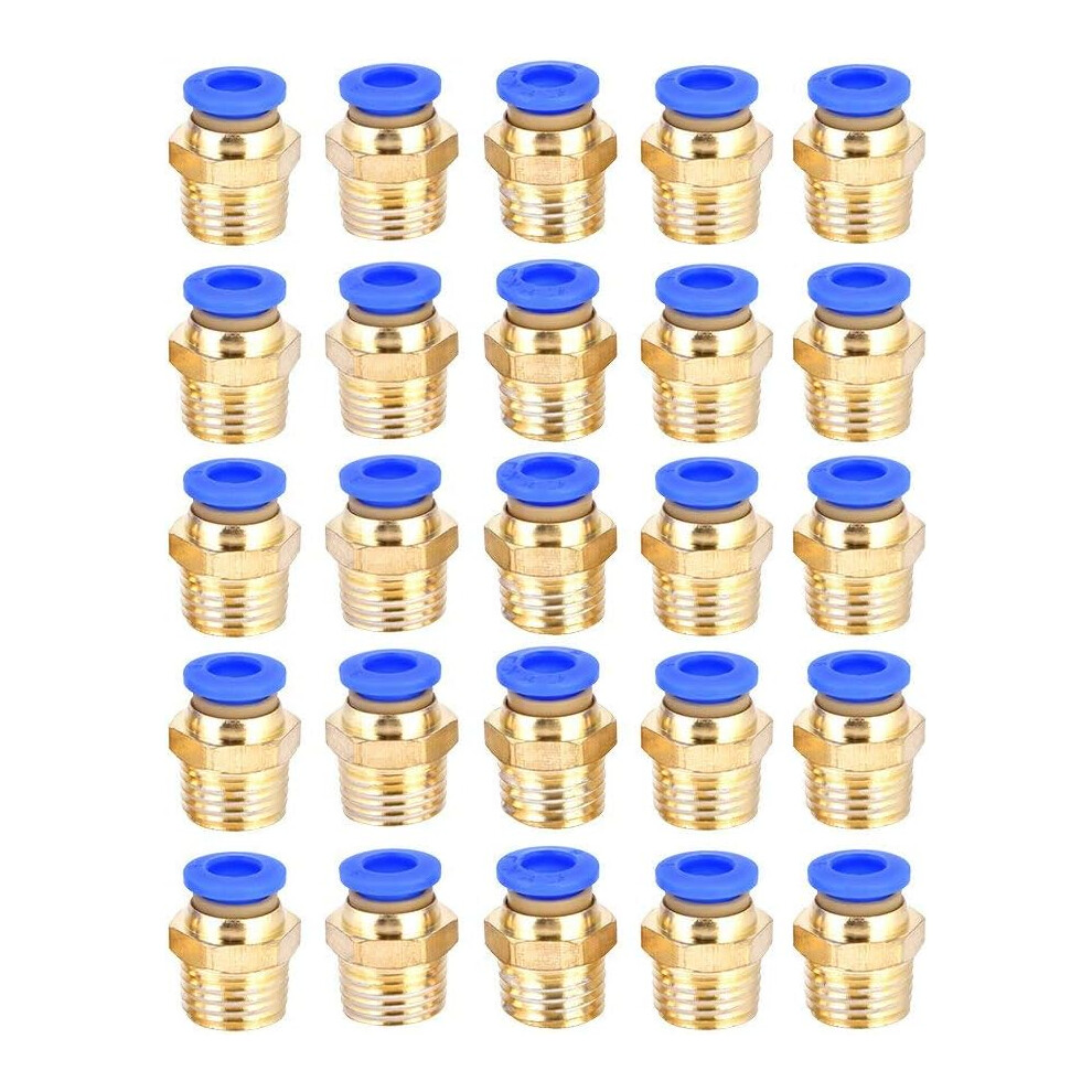 Straight Pneumatic Fittings, 8Mm Tube Od X 3/8Â G Thread, Anti-Crushing Pneumatic Quick Connect For Polyethylene, Nylon And Pu Tubes (25Pcs) 9173940251687