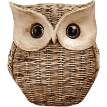 Vaso versátil em formato de coruja, peça decorativa feita à mão em resina com olhos realistas, design exclusivo em formato de animal para uso