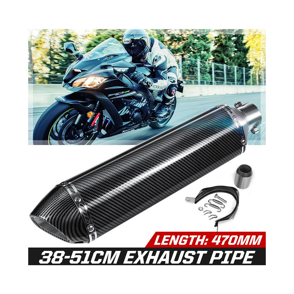 Motorcycle Exhaust Muffler With Removable Db Killer, Universal Fitment, Carbon Fiber Look, Easy Installation, Stainless Steel, Corrosion Resistant 9173940248281
