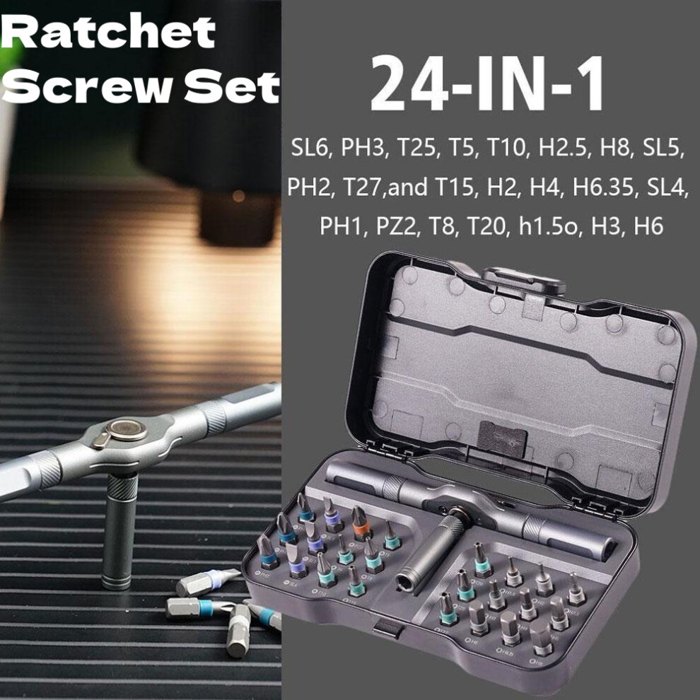 24 In 1 Multi-Functional Ratchet Screwdriver Set Steel Alloy Household Wrench Tool Repairing Maintenance Combination Accessory 6935161500875