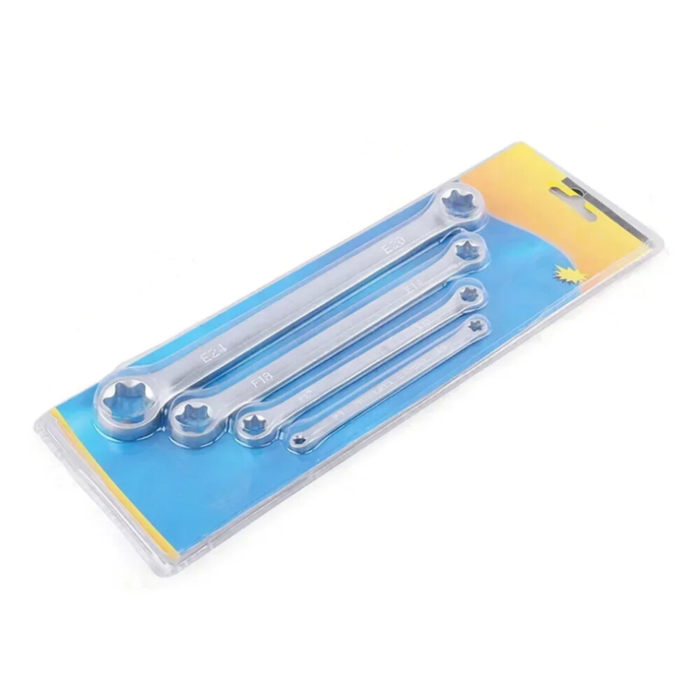 4Pcs E-Ring Wrench Spanner E-Torx Box Wrench E6-E24 E-Type Double-Ended Hexagon Socket Wrench Ratcheting Wrench Hand Tool 6935161463149