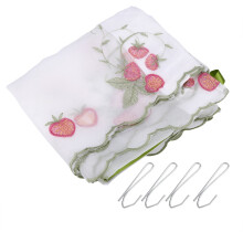 Elegant Fruit Pattern Mesh Nylon Tulle Fabric, Strawberry Embroidered Sheer Curtains for Living Spaces, Easy Install & Clean, Perfect for DIY Crafts