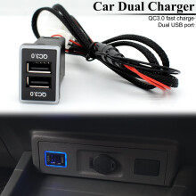Per il caricatore auto Toyota QC3.0, porte USB doppie, telefono ricarica rapida e rapida, PDA, adattatore DVR, cavo plug & play, stile