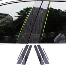 6Pcs Autotürfenster B, Säule, Pfostendeckel, Zierleistenaufkleber Carbonfaser-Stil, passend für Honda Civic Limousone 2006 2007 2008 2009 2010 2011