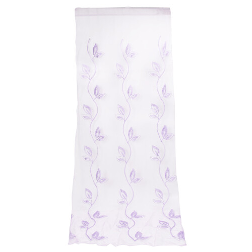 Semi-Sheer Voile Sheer Curtains for Kitchen, Embroidered Leaf Pattern Faux Linen Texture, 1 Panel
