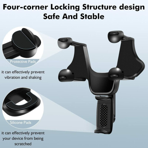 Car Rearview Mirror Mount, High Quality Material for Durability, Four Corners Fixed for Stability, 360 Rotating Design for Optimal Viewing 1
