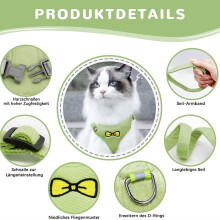 Pet Comfort System, Katzengeschirr mit atmungsaktivem Netzgewebe und weicher Polsterung, verstellbare Passform für ausbruchsichere Sicherheit für