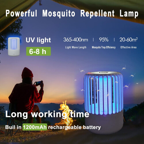 Advanced Insect Eliminator, High-Capacity Battery Bug Zapper With Dual Functionality For Efficient Pest Control, Boasting Wide Coverage And 1
