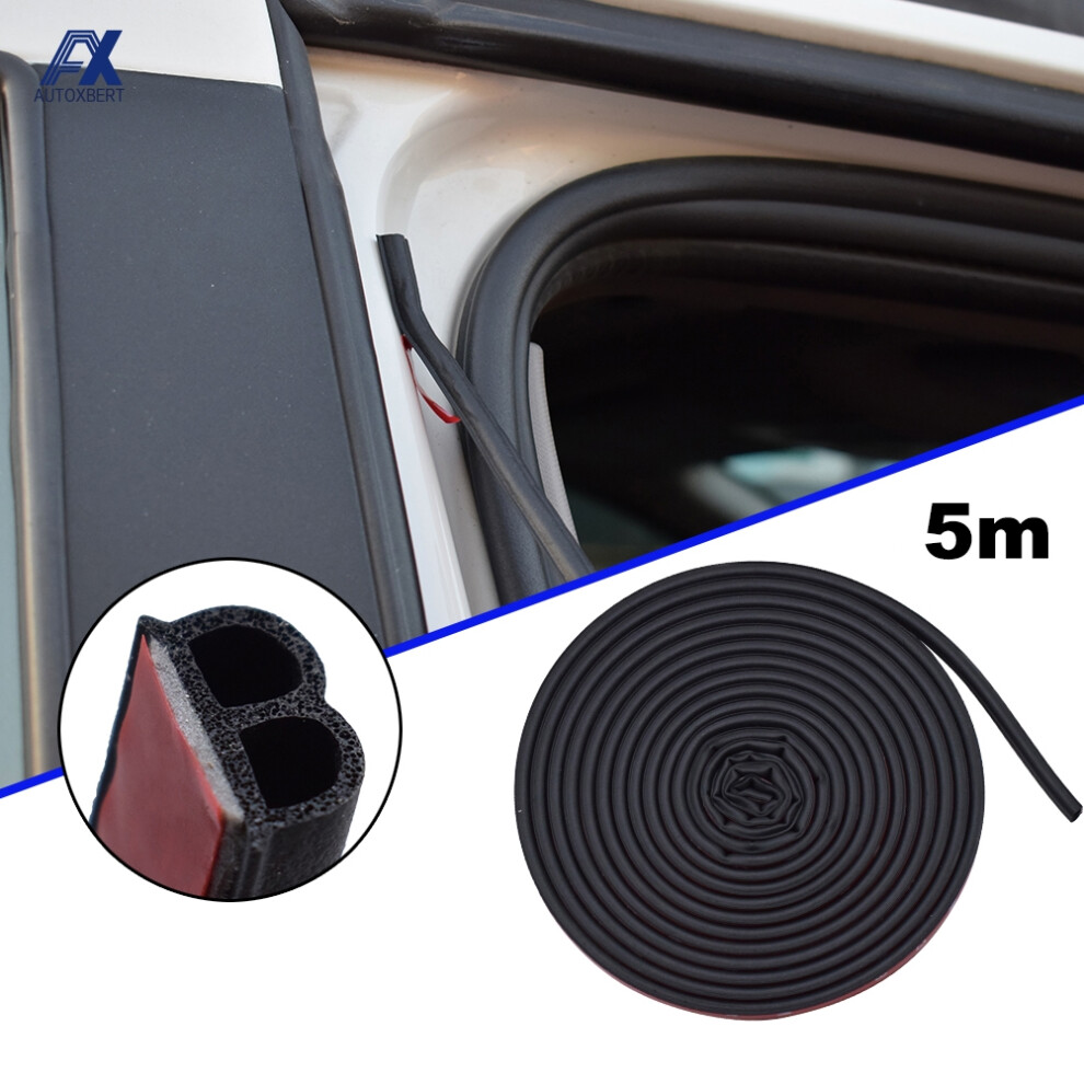 Seal Strip Sticker B Shape Type 5M Car Door Edge Weatherstrip Sound Insulation Noise Prevention Waterproof Dustproof Universal 6935161451375