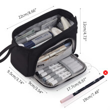 Elevate Your Organization: Durable Material & Large Capacity Pencil Case For Men And Women, Extra Storage Space With Convenient Design, Black,