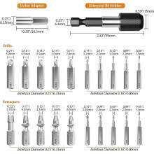 Juego de extractores de tornillos dañados, extractor de tornillos desgastados con soporte magnético para puntas de extensión, kit de extracción