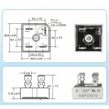Kbpc5010 Enfas fyrkantig elektronisk komponent, brygglikriktardioder med låg backläckström och pläterade ledare lödbara för omkoppling