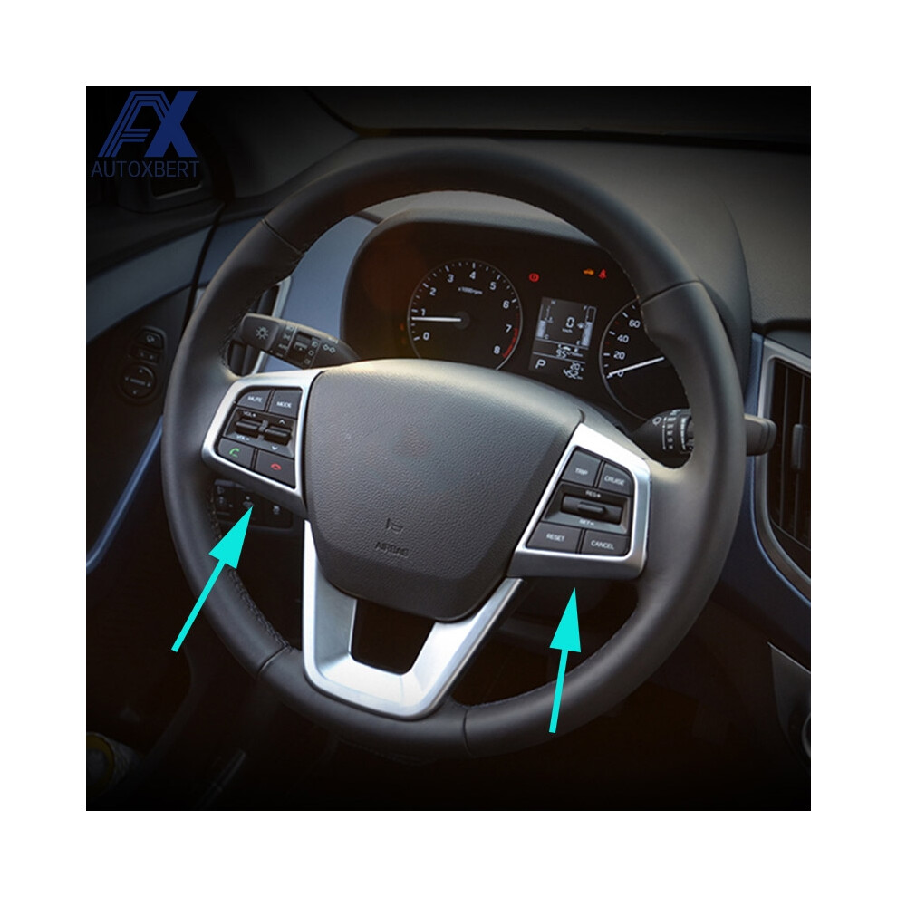 Ax 2Pcs Chrome Interior Steering Wheel Panel Cover For Hyundai Creta 2015 - 2019 Trim Badge Frame Molding Garnish Bezel Surround 6935161447385
