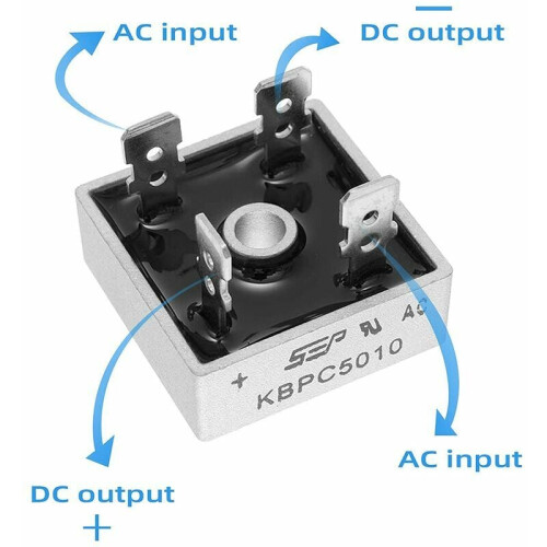 Kbpc5010Μονοφασικό τετράγωνο ηλεκτρονικό εξάρτημα, δίοδοι ανόρθωσης γέφυρας με 2