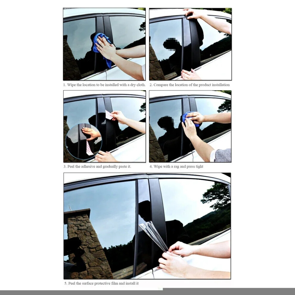 Carhome 8Pcs Car Center Pillar Sticker For Honda Hrv Hr-V 2016-2020 Side Door Window Pillar Cover Trim Black 6935161444254