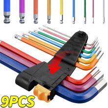 9PCS Allen Key Set L Shaped Wrench Kit Hex Key Long Arm Hexagon Spanner Ste