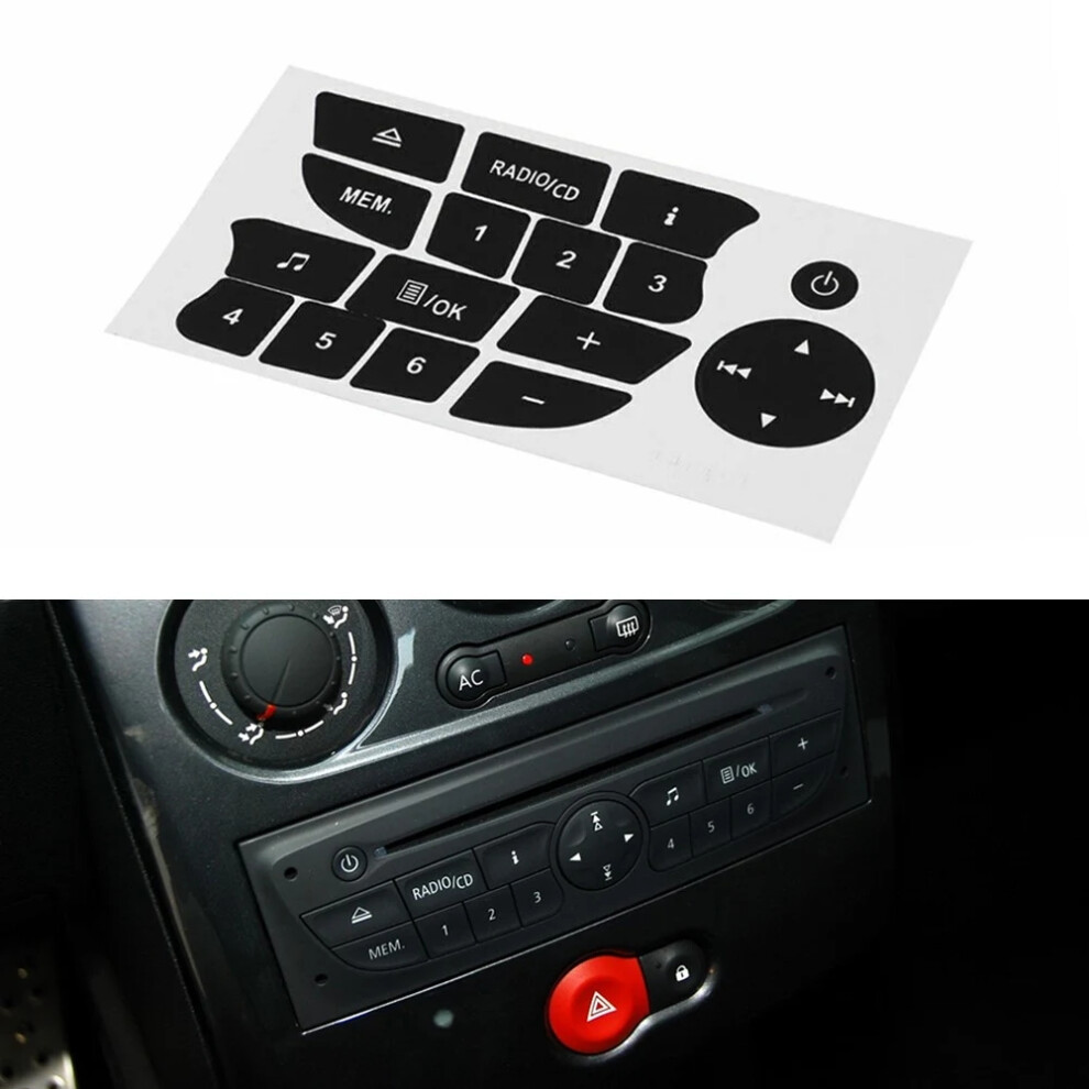 Car Button Repair Stickers Cd Radio Audio Button Repair Stickers For Twingo For Renault Clio Megane 2009-2011 6935161440607