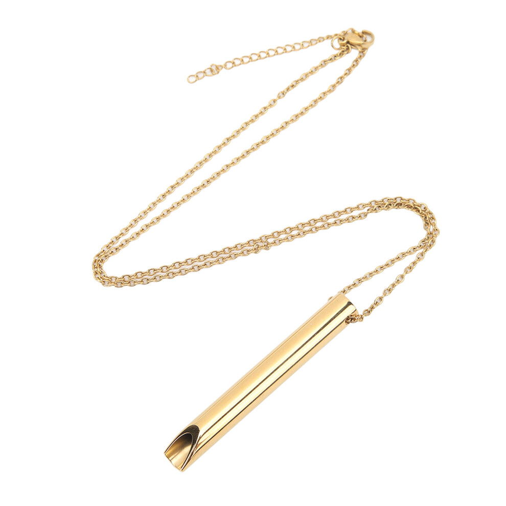 Anxiety Breathing Necklace Stainless Steel Calming Pendant 6cm Gold
