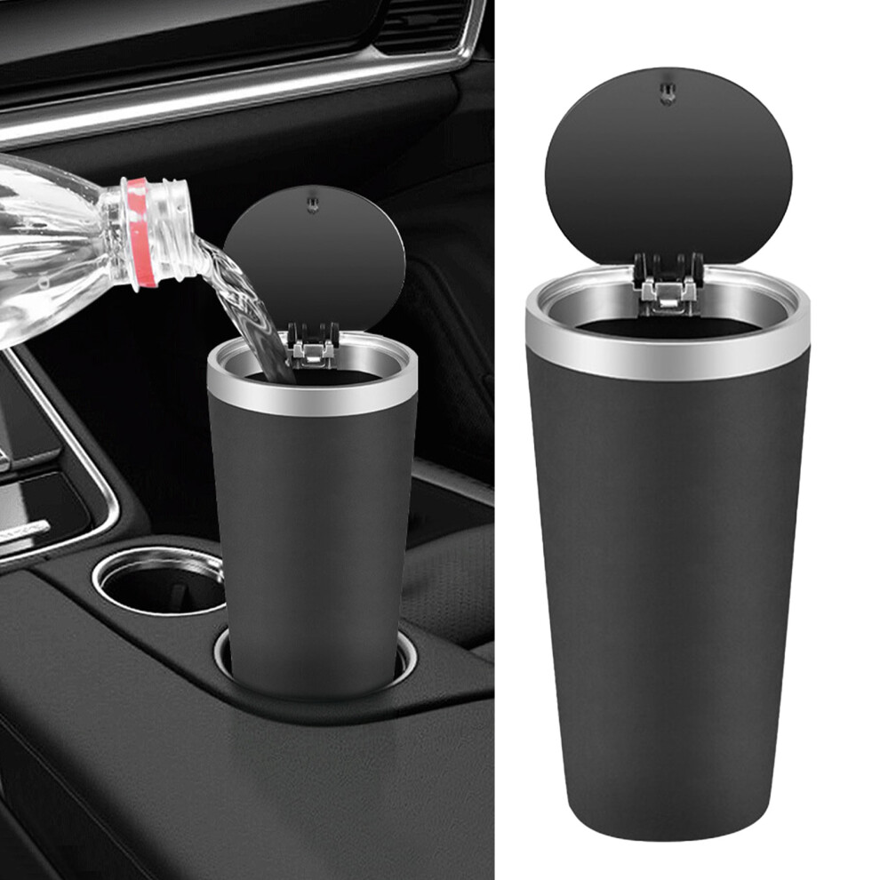 Durable Washable Car Trash Can Bin With Lid, Leakproof, Mini Cup Holder Style 7661376168621