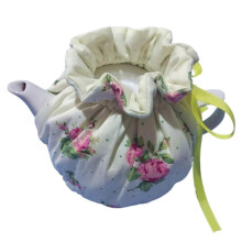 Teekannen- und Kesselwärmer mit Kordelzug, Staubschutzhülle mit Kolibri- und Blumenmuster, wärmeisolierend